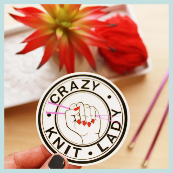 Crazy Knit Lady Sticker