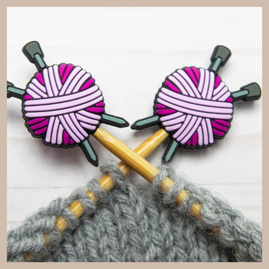 Knitting Needle holders | Pink Yarn Ball Stoppers