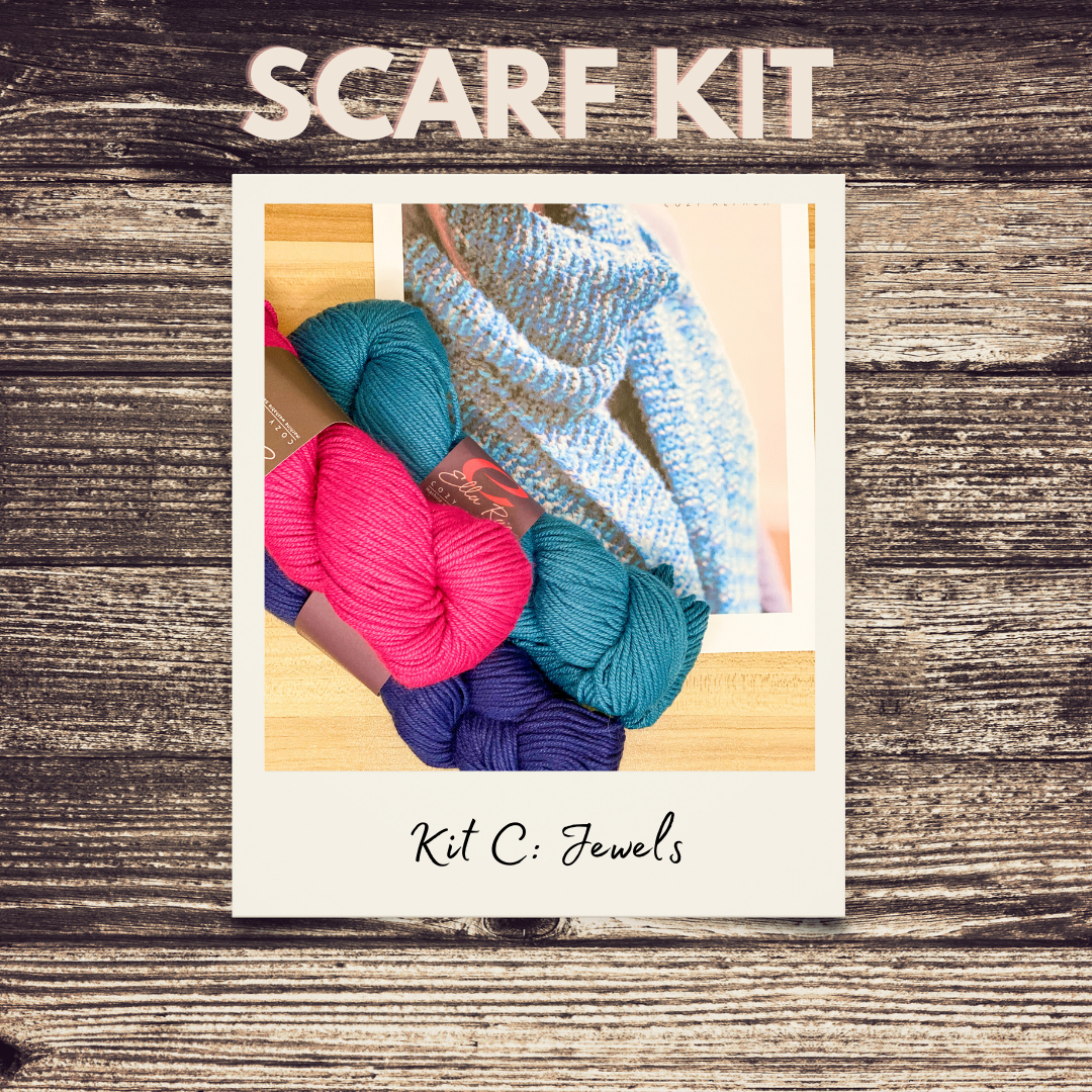 Knit Kit - Striped Garter Rib Scarf