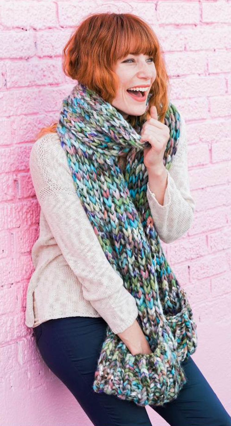 Knitted Scarf pattern. Yarn is merino wool and acrylic blend.