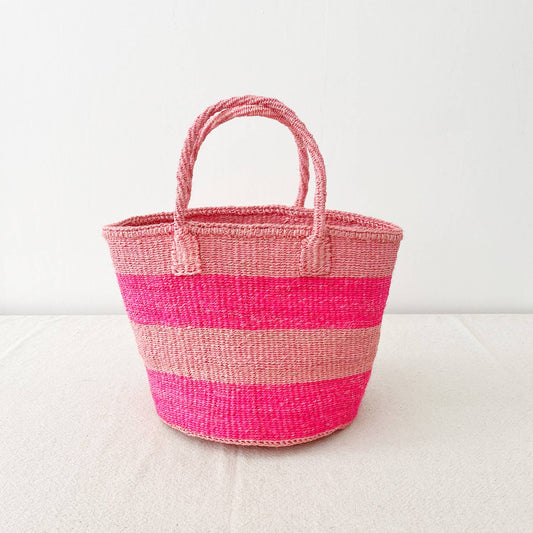 Medium Sisal Tote: Flamingo
