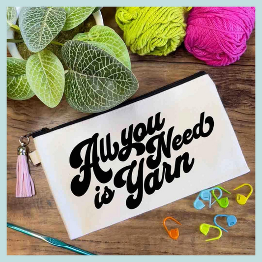 All You Need Is Yarn Small Canvas Pouch Bag