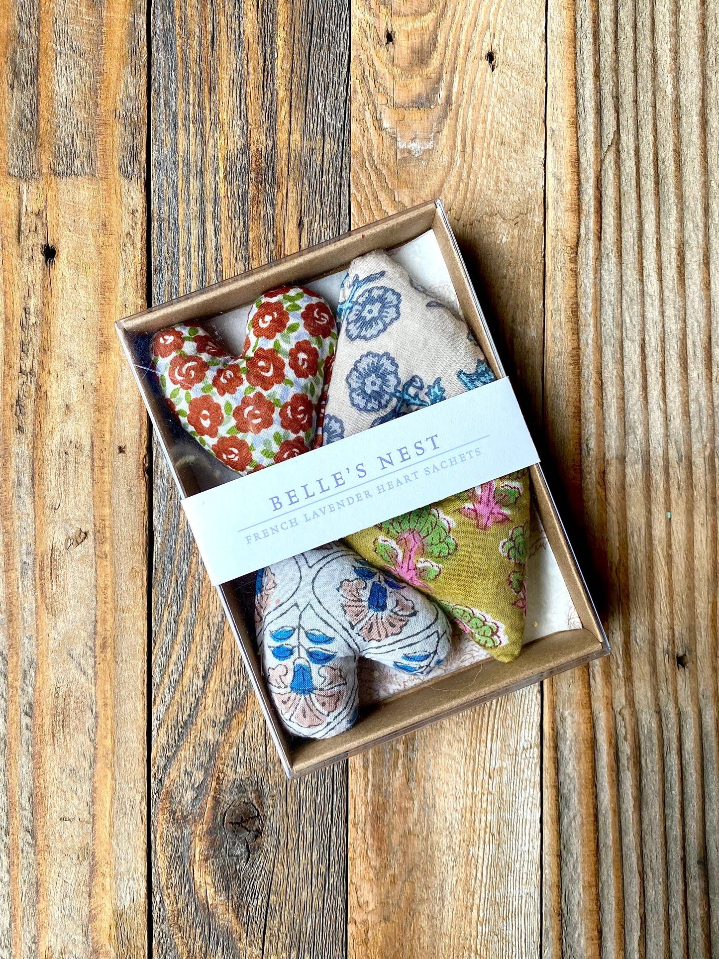 Boxed Set of 4 Mini Lavender Heart Sachets