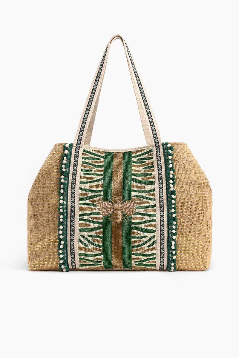 Bee Green Embellished Tote