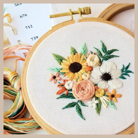 Embroidery Kit - Cozy Harvest Flowers