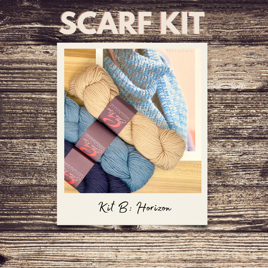 Knit Kit - Striped Garter Rib Scarf