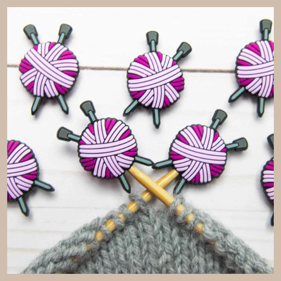 Knitting Needle holders | Pink Yarn Ball Stoppers