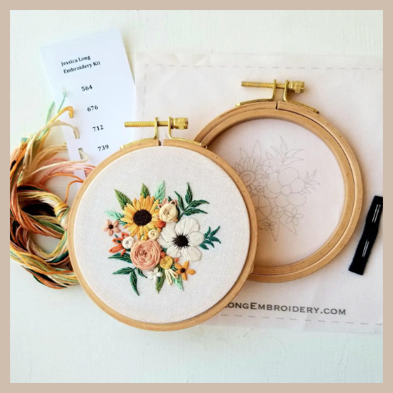 Embroidery Kit - Cozy Harvest Flowers