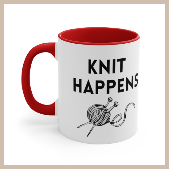 "Knit Happens" mug