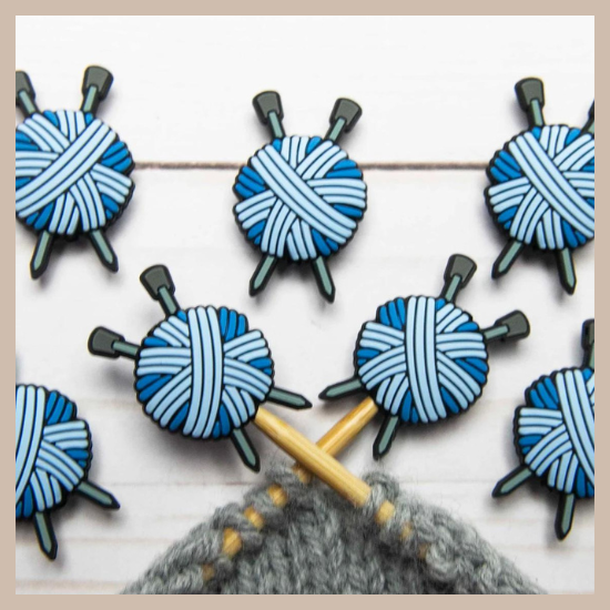 Knitting Needle holders | Blue Yarn Ball Stoppers