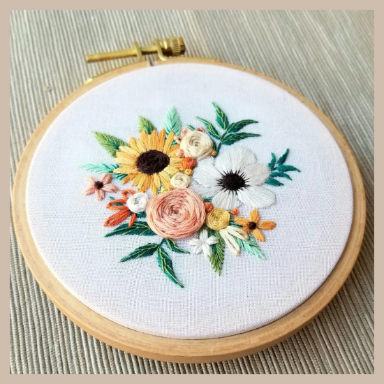 Embroidery Kit - Cozy Harvest Flowers