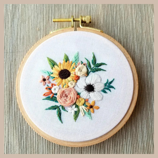 Embroidery Kit - Cozy Harvest Flowers