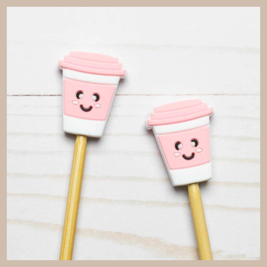 Knitting Needle holders  Pink Coffee Cup Stoppers – The Knitting