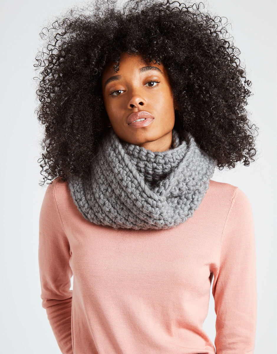Crochet pattern:  Keep your neck warm with the Celebration Snood or Cowl pattern, by Wool and The Gang. This beginner crochet pattern is stitched up in single crochet, and makes a great first project for those looking to get into crochet. Made using wool yarn and a crochet hook.