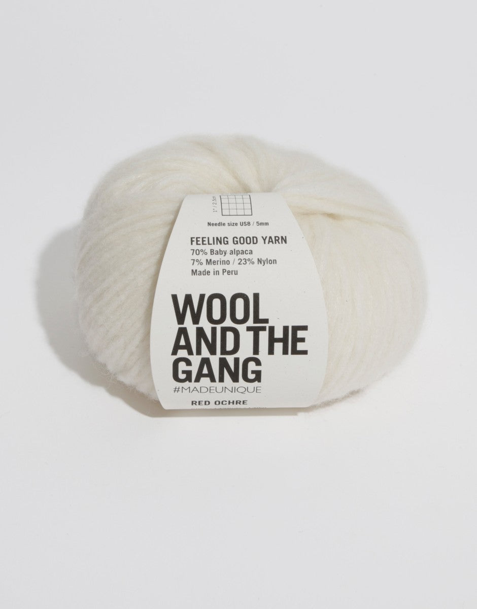 Feeling Good yarn, by Wool and the Gang is a Alpaca Yarn and Merino Yarn Blend.  Great for knit patterns or crochet patterns.  This soft yarn happen to be super fluffy but delightfully durable thanks to our gorgeous blend of alpaca, merino and nylon. 