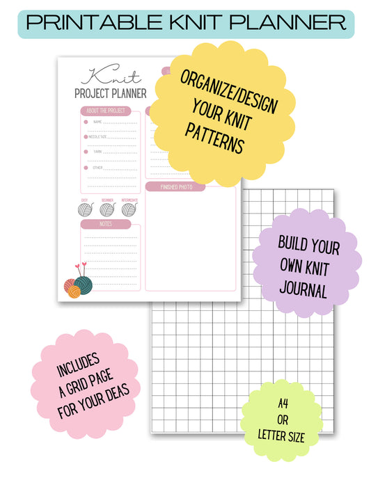 Knit Journal | Printable Knit Planner | Digital Download