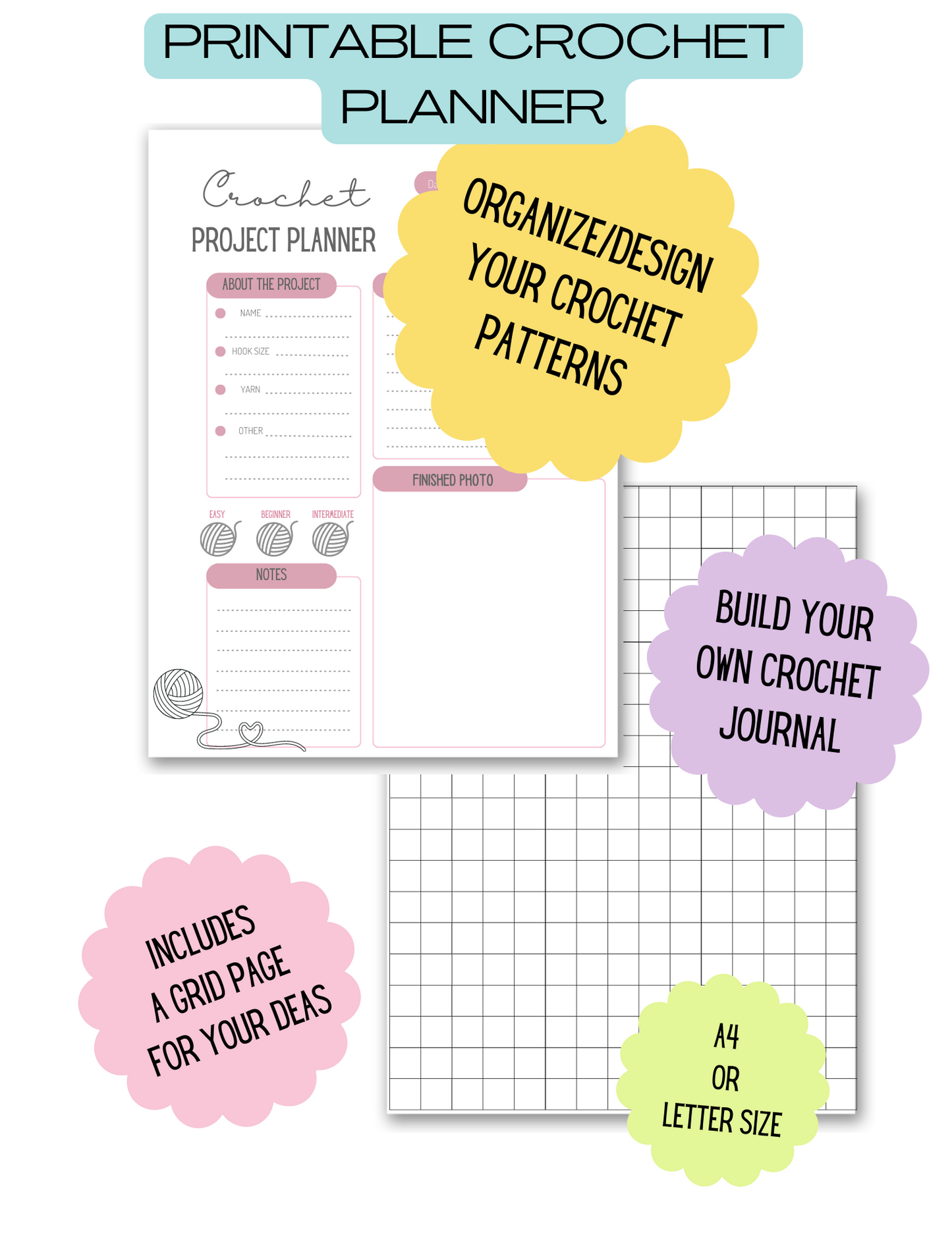 Crochet Journal | Printable Crochet Planner | Digital Download