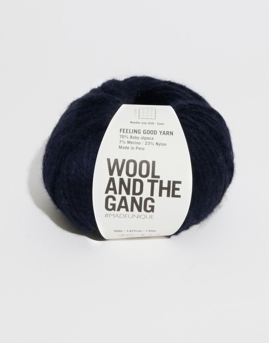 Feeling Good yarn, by Wool and the Gang is a Alpaca Yarn and Merino Yarn Blend.  Great for knit patterns or crochet patterns.  This soft yarn happen to be super fluffy but delightfully durable thanks to our gorgeous blend of alpaca, merino and nylon. 