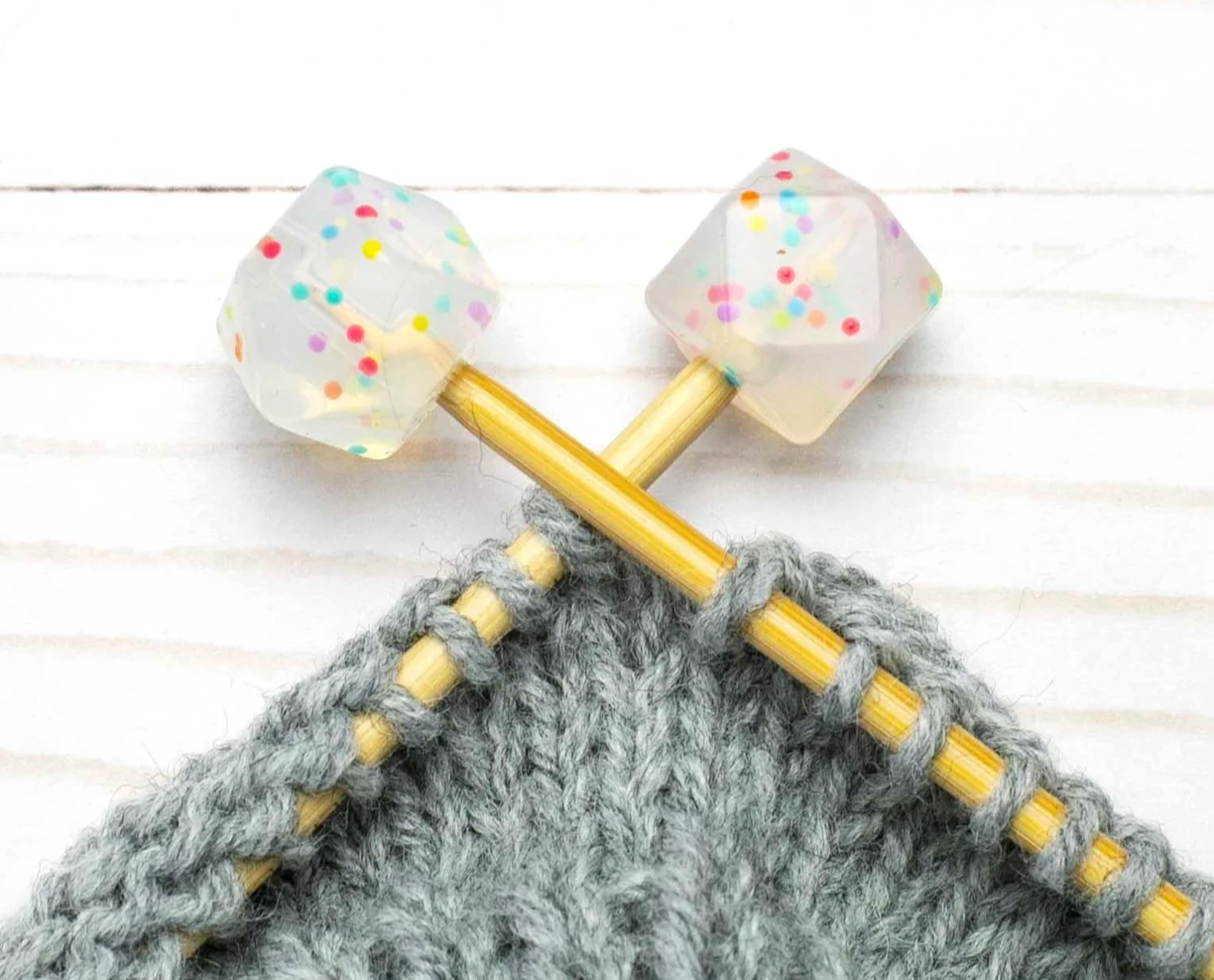 Knitting Needle holders | Confetti Geometric Stitch Stoppers