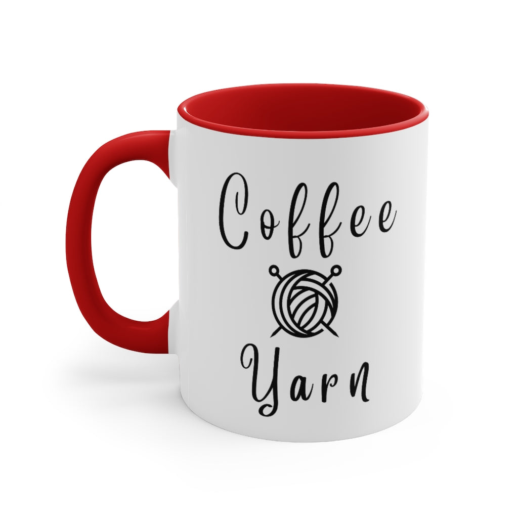 Cozy up with your favorite hot beverage and your favorite yarn with this funny coffee mug. All you need is yarn and coffee.  Great for your knitting or crochet or crafter friends.  They will love this coffee mug gift.